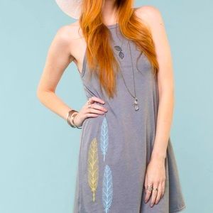 Tribal Feather Boho Organic Cotton Eco Tank Dress by Soul Flower